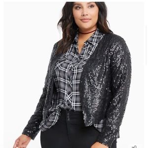 Torrid Plus Size 2X Black Sequin Blazer Jacket